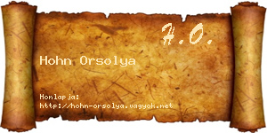 Hohn Orsolya névjegykártya